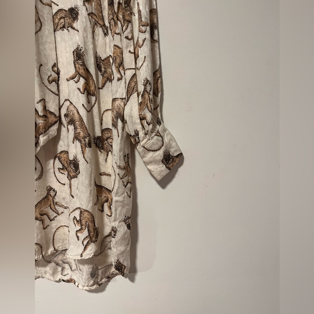 H&M Crown Monkey Print Bow Mini Dress Size 8 Animal Print - Picture 7 of 11